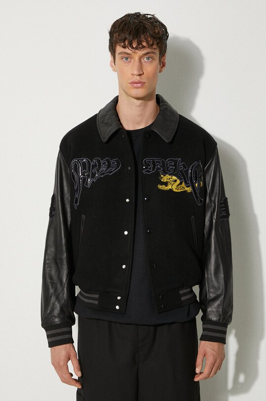 Вовняна куртка Awake NY Varsity Jacket чорний SP24.OT001