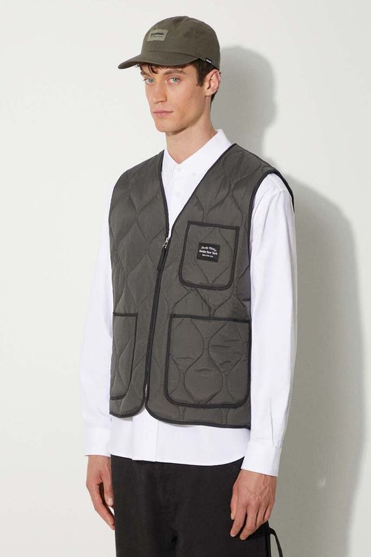 Awake NY vesta Quilted Vest cu captuseala gri SP24.OT003