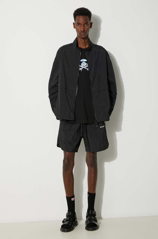 MKI MIYUKI ZOKU jacket Crinkle Nyon Track Jacket CRINKLE.NYON.TRACK.JACK black SS24