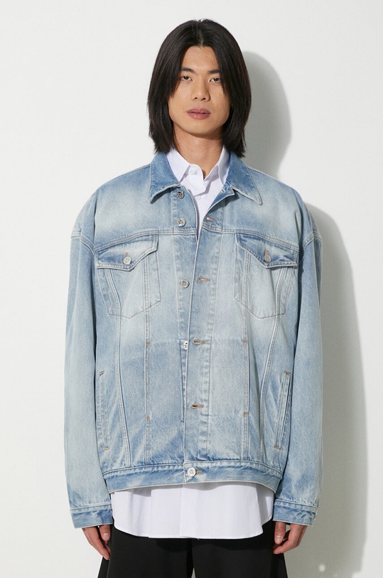 Džínová bunda VETEMENTS Logo Denim Jacket nezateplené modrá UE64JA390N