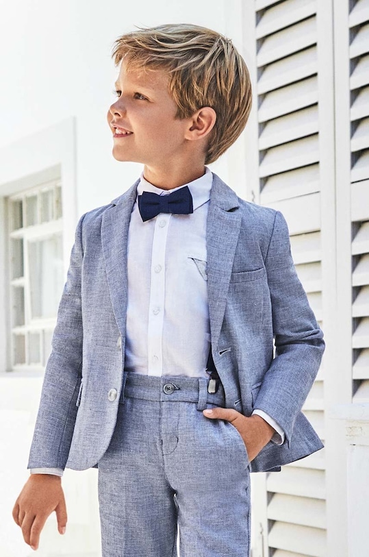 Mayoral marynarka z domieszką lnu dziecięca tkanina niebieski 3486.5B.Mini.PPYH