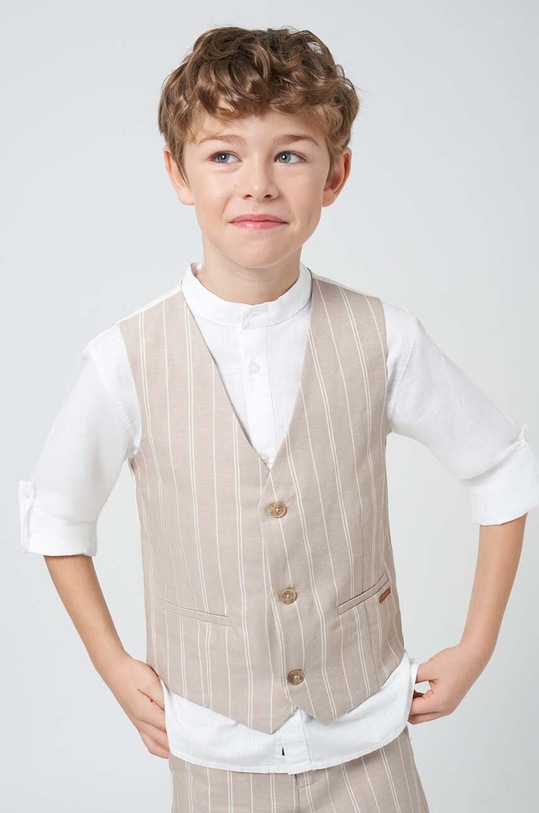 Mayoral kamizelka z domieszką lnu dziecięca tkanina szary 6341.7A.Junior.PPYH