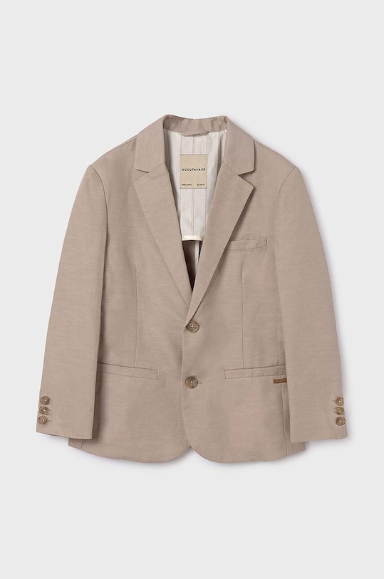 Detské sako s prímesou ľanu Mayoral 6469.7A.Junior.PPYH sivá SS24