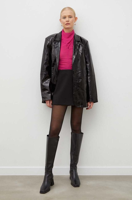 Gestuz marynarka skórzana 10908595 czarny SS24