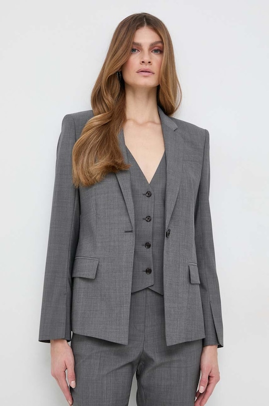 BOSS gyapjú kabát szürke 50506965