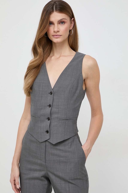 BOSS vestă de lână cu captuseala gri 50513132
