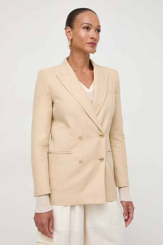 Twinset marynarka z domieszką lnu tkanina beżowy 241TP2560