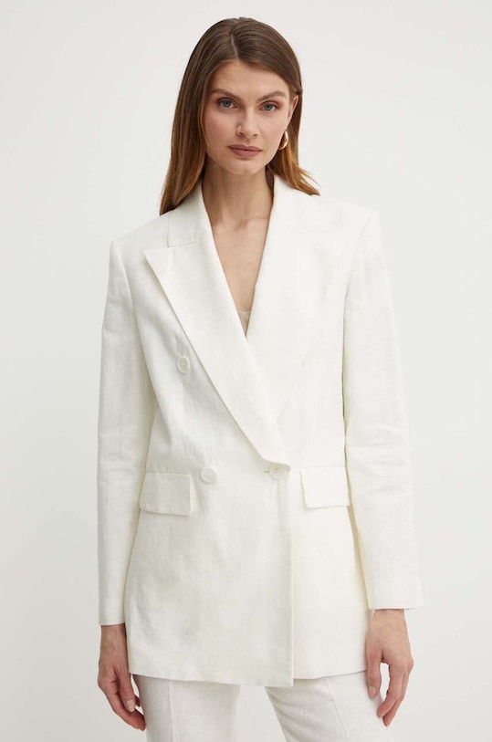 Luisa Spagnoli marynarka lniana VELINA tkanina beżowy 540685