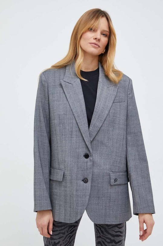 Karl Lagerfeld sacou din lana cu captuseala gri 240W1404