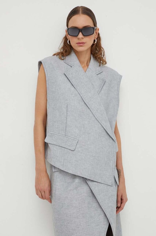 Remain vestă de in cu captuseala gri 501411515