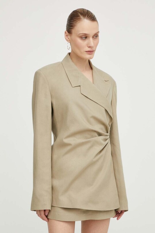 Herskind blazer din amestec de in cu captuseala bej 5112840