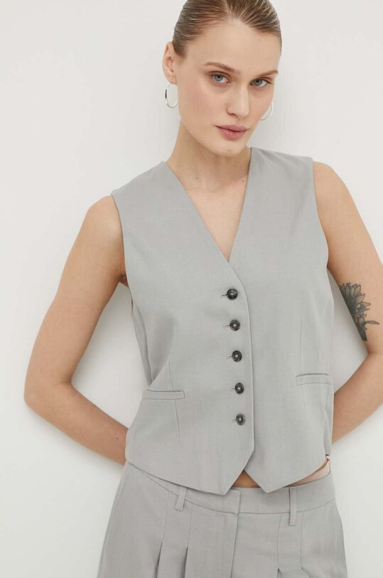 Herskind vestă cu amestec de in gri 5113840