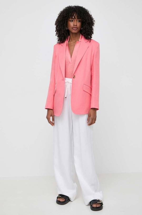 BOSS marynarka lniana 50512882 różowy SS24