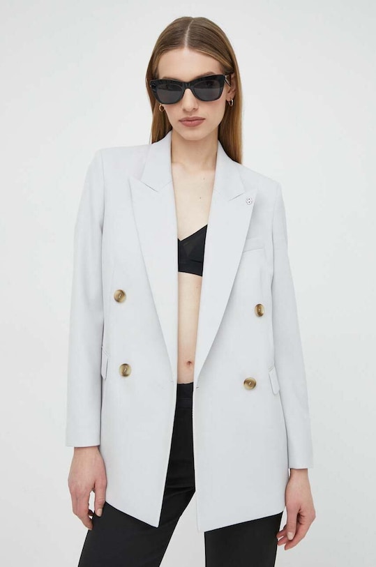 Vlnené sako BOSS látka sivá 50520760