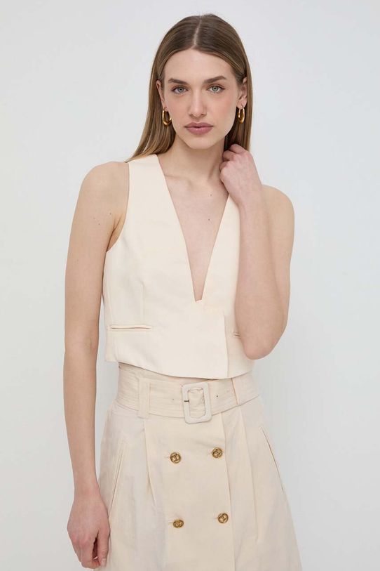 Twinset vestă cu amestec de in cu captuseala bej 241TT2100