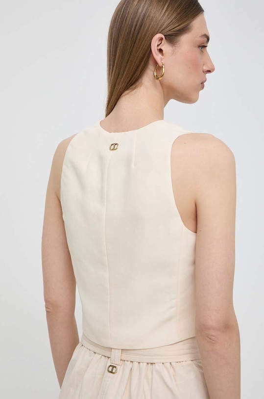 Îmbrăcăminte Twinset vestă cu amestec de in 241TT2100 bej