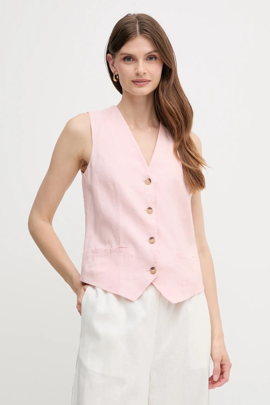 United Colors of Benetton vestă de in roz 2AGHDJ00G