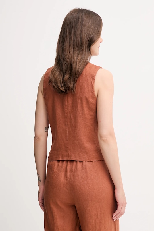 Ρούχα Λινό γιλέκο United Colors of Benetton 2AGHDJ00G πορτοκαλί