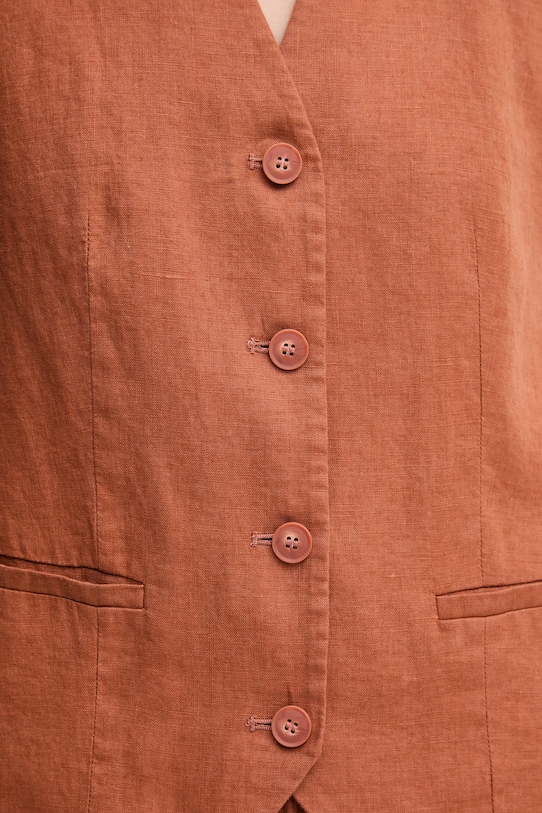 Λινό γιλέκο United Colors of Benetton 2AGHDJ00G πορτοκαλί