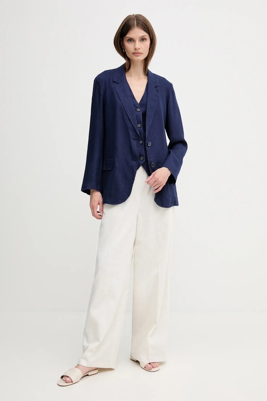 United Colors of Benetton kamizelka lniana 2AGHDJ00G granatowy AW25