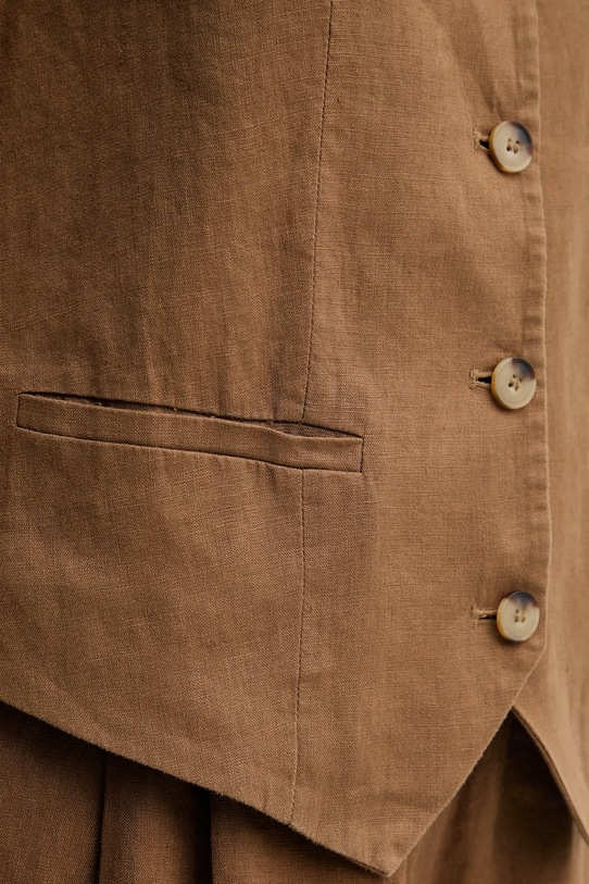 Льняной жилет United Colors of Benetton 2AGHDJ00G коричневый