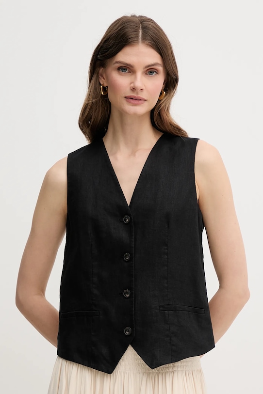 United Colors of Benetton vestă de in negru 2AGHDJ00G