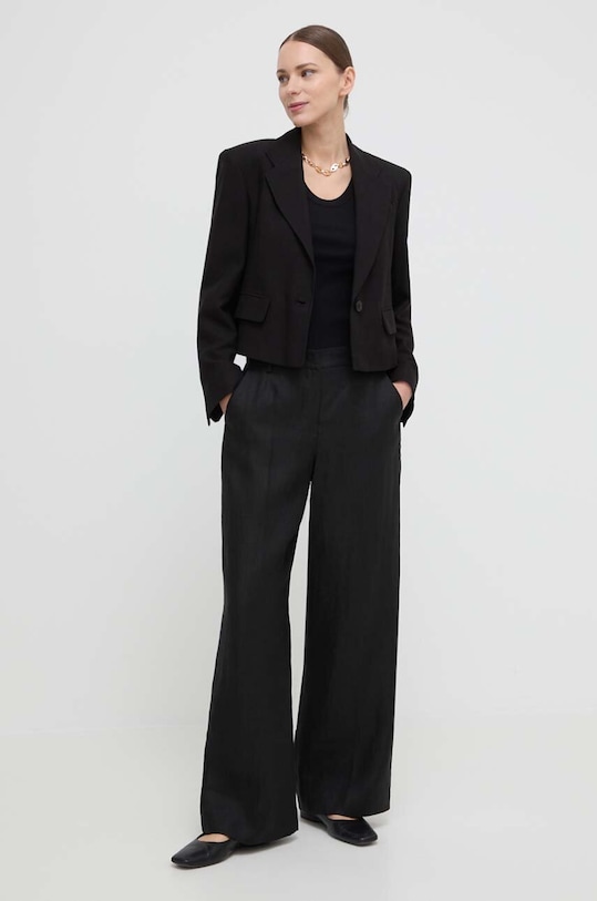 Weekend Max Mara marynarka z domieszką lnu 2415041062600 czarny SS24