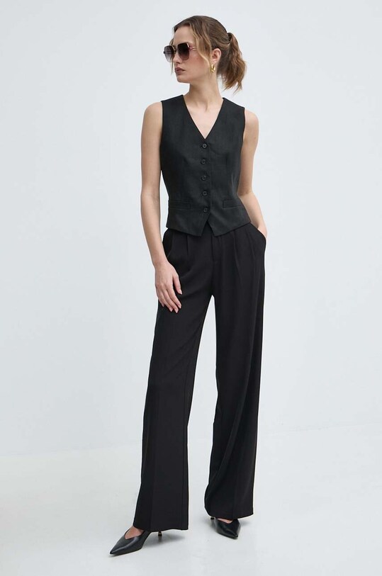 Weekend Max Mara kamizelka lniana 2415151022600 czarny SS24