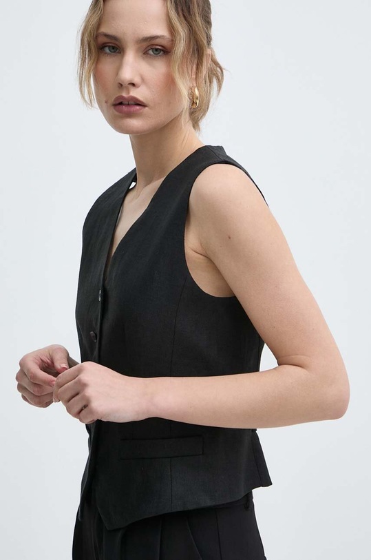 Ľanová vesta Weekend Max Mara čierna 2415151022600