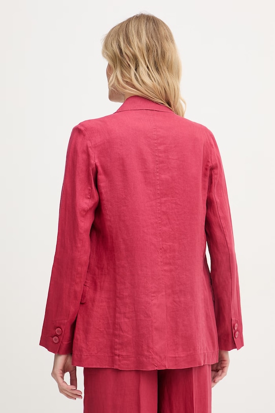 Дрехи United Colors of Benetton сако с едноредно закопчаване дамско от лен 2AGHDW00R червен