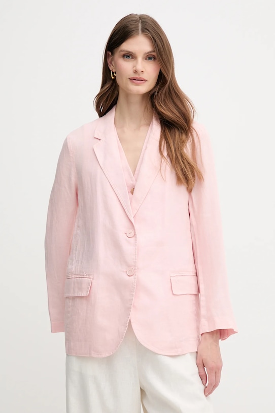 Льняной жакет United Colors of Benetton розовый 2AGHDW00R