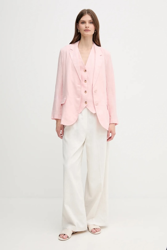 Льняной жакет United Colors of Benetton 2AGHDW00R розовый AA00