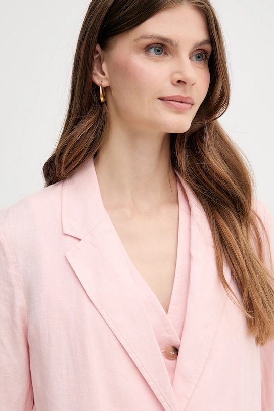 Льняной жакет United Colors of Benetton розовый 2AGHDW00R