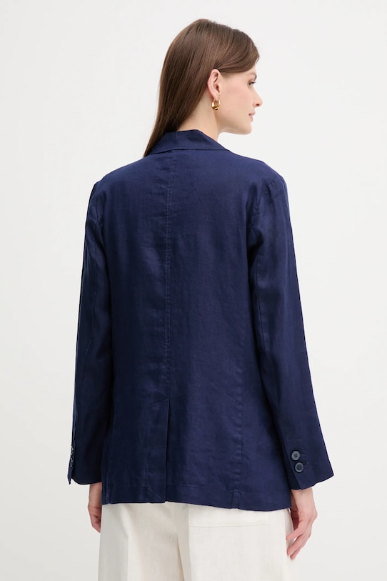 Ruházat United Colors of Benetton len blézer 2AGHDW00R sötétkék