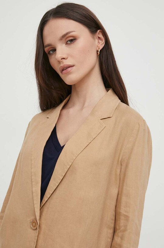 Льняной жакет United Colors of Benetton бежевый 2AGHDW00R