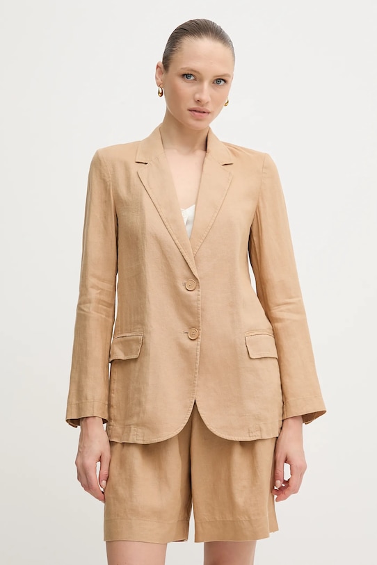 Plátěné sako United Colors of Benetton béžová 2AGHDW00R