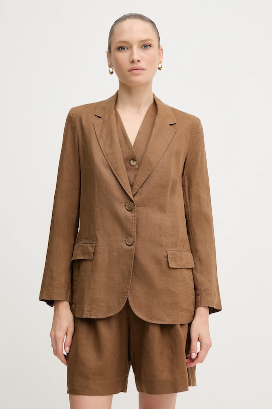 Plátěné sako United Colors of Benetton hnědá 2AGHDW00R