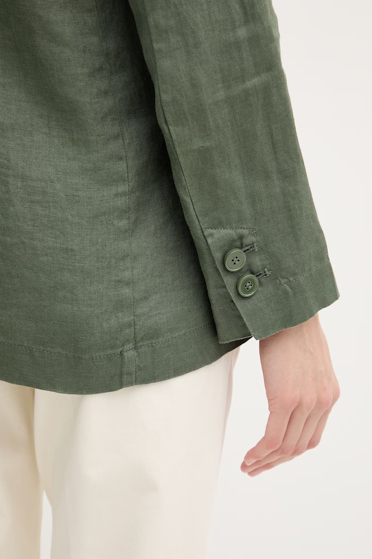 United Colors of Benetton сако с едноредно закопчаване дамско от лен 2AGHDW00R зелен