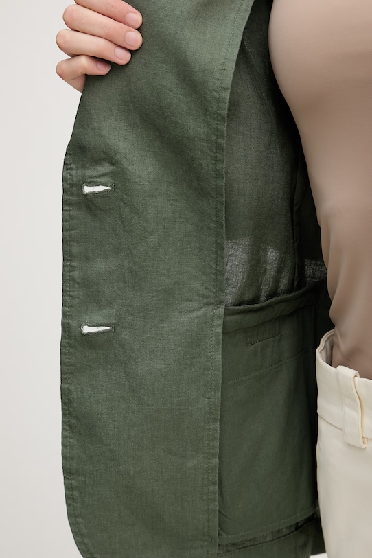 United Colors of Benetton сако с едноредно закопчаване дамско от лен 2AGHDW00R