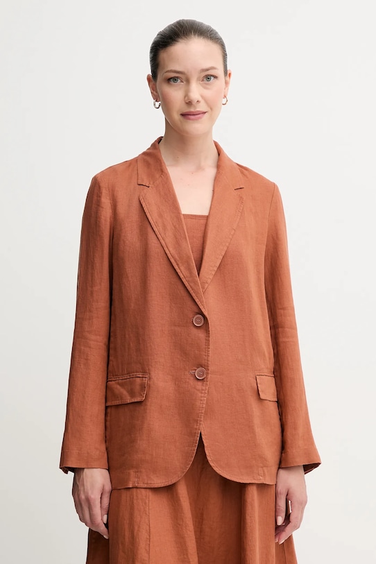 Laneni sako United Colors of Benetton smeđa 2AGHDW00R