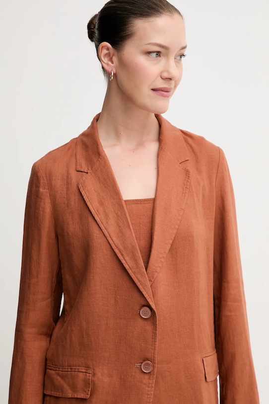 Laneni sako United Colors of Benetton smeđa 2AGHDW00R