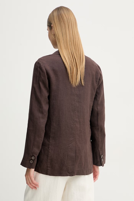 Oblečení United Colors of Benetton jednořadé sako dámské lněné 2AGHDW00R hnědá