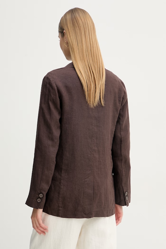Oblečení United Colors of Benetton jednořadé sako dámské lněné 2AGHDW00R hnědá