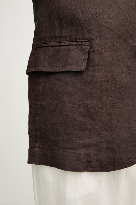 United Colors of Benetton jednořadé sako dámské lněné 2AGHDW00R hnědá