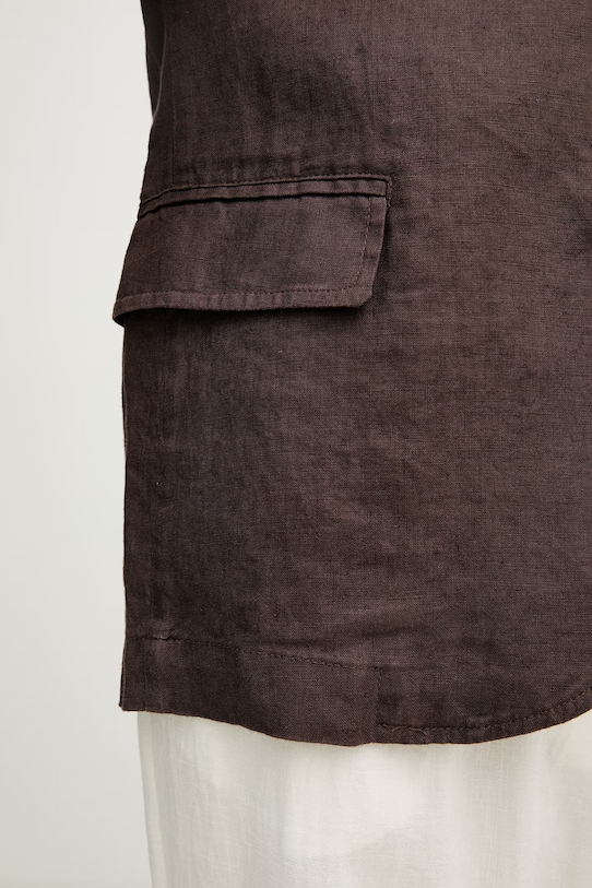 United Colors of Benetton jednořadé sako dámské lněné 2AGHDW00R hnědá