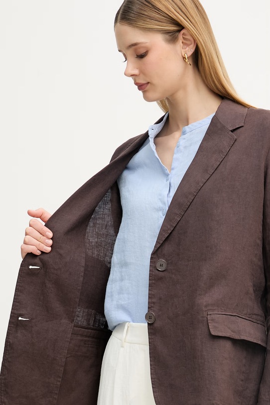 United Colors of Benetton jednořadé sako dámské lněné 2AGHDW00R