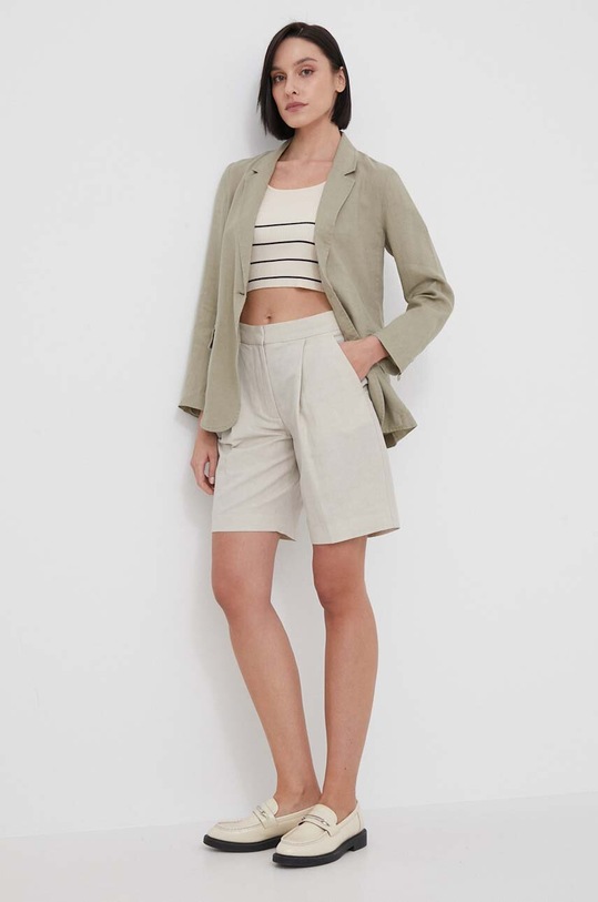 United Colors of Benetton marynarka lniana 2AGHDW00R zielony AA00