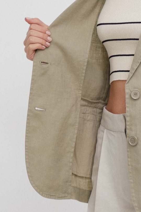 United Colors of Benetton marynarka lniana 2AGHDW00R zielony