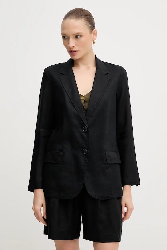 Plátěné sako United Colors of Benetton černá 2AGHDW00R