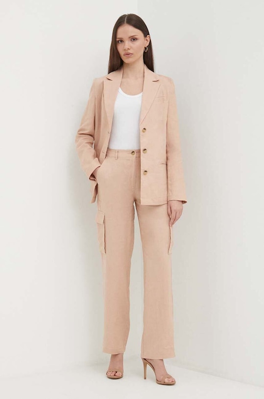 United Colors of Benetton marynarka lniana 2AGHDW01Z różowy SS24